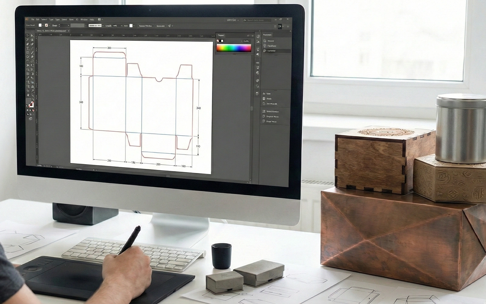Proses desain dan mockup packaging custom